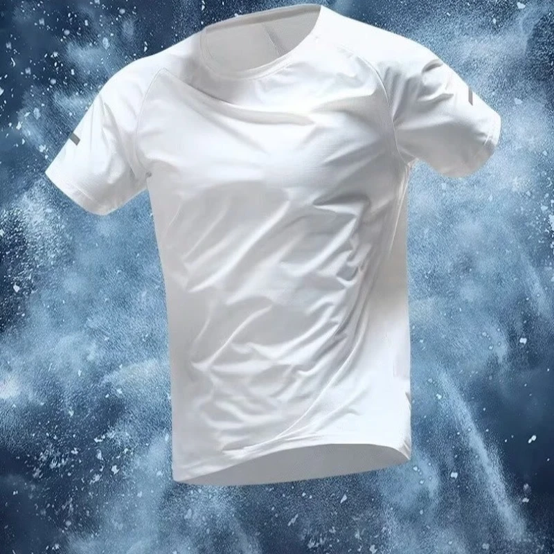 Men's Marathon T-shirts Sport Running T-shirt Men Quick-drying Breathable Short Sleeve Round Neck Gym Top Outdoor Workout