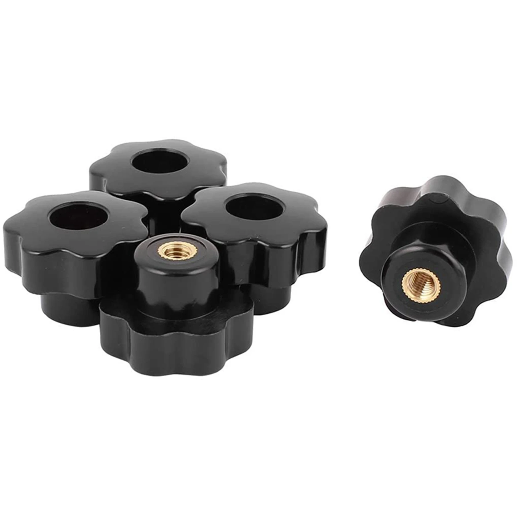 ABMS-20PCS M6 Female Knob Screws M6 X 32Mm Female Threaded Star Head Clamping Knob Grip Black