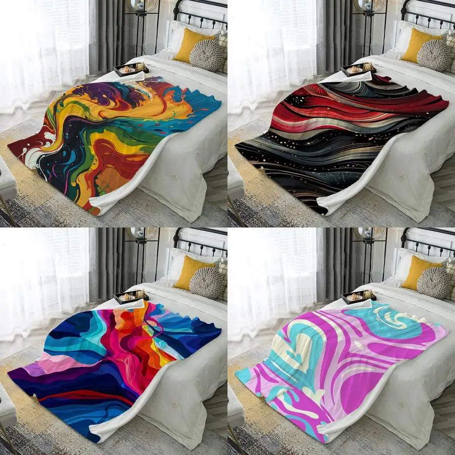 

Swirly Pattern Blanket Microfiber Flannel Cover Blanket Bedroom Living Room Sofa Soft And Comfortable Home Decoration