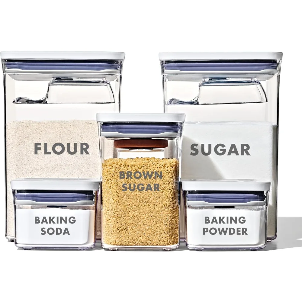 

8-Piece Baking Container Set with Lids and Scoops for Fresh Ingredients Storage