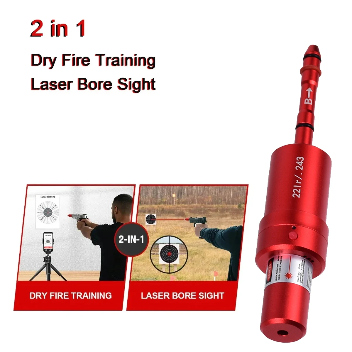 22LR 22 LR 40S&W 30-30.25.27 7 مللي متر 6.5 مللي متر 177 7.62 300win 12GA 45ACP 223rem 9 مللي متر تدريب ليزر رصاصة تتحمل البصر ليزر النار الجاف