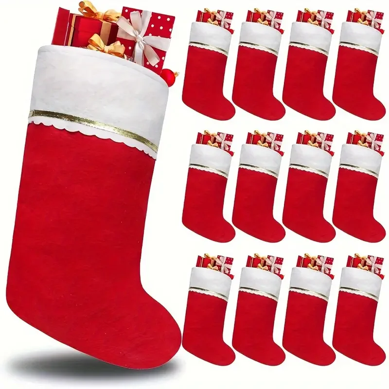 

Christmas Stockings Socks Santa Snowman Hanging Xmas Tree Ornaments Christmas Supplies Decor For Home New Year Candy Gift Bags