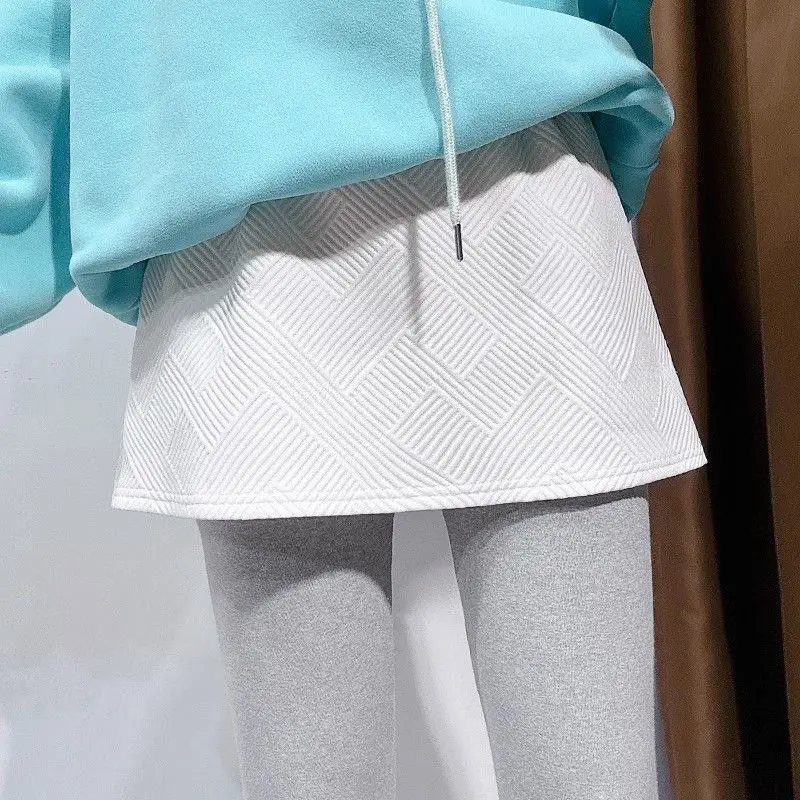Thickened Women's Sweatshirt Inner Wear High Waist A-Line Skirt Pants Autumn Winter New Style Layering Clothing Butt Covering...