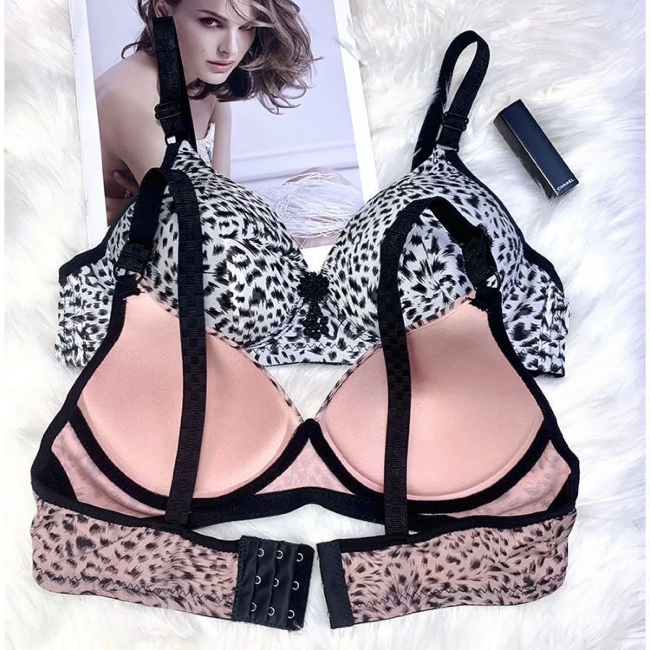 Women Leopard Wireless Bar Gathering Push Up Lingerie Casual Daily Underwear Elegant Ladies Bralette