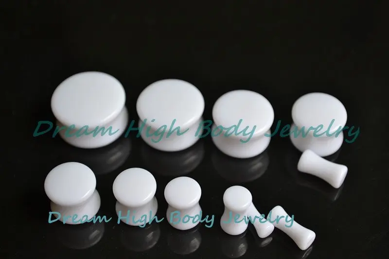 

Newest Style White Acrylic Double Flared Flesh Plug PMMA Ear Plug Piercing Expander Fashion Body Jewelry 3-20mm Free Shipping