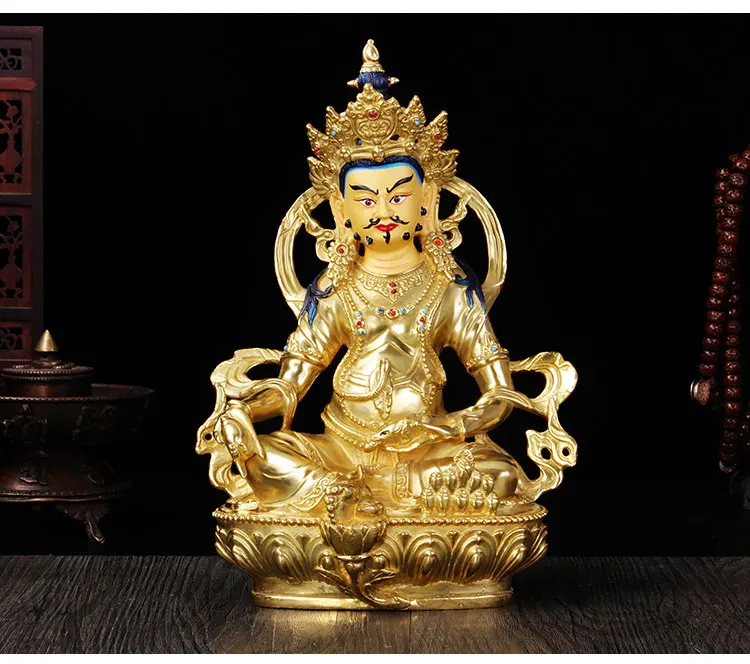 Wholesale Buddhist supplies Nepal gold-plating brass Yellow Jambhala fortune god Buddha HOME Family GOOD statue