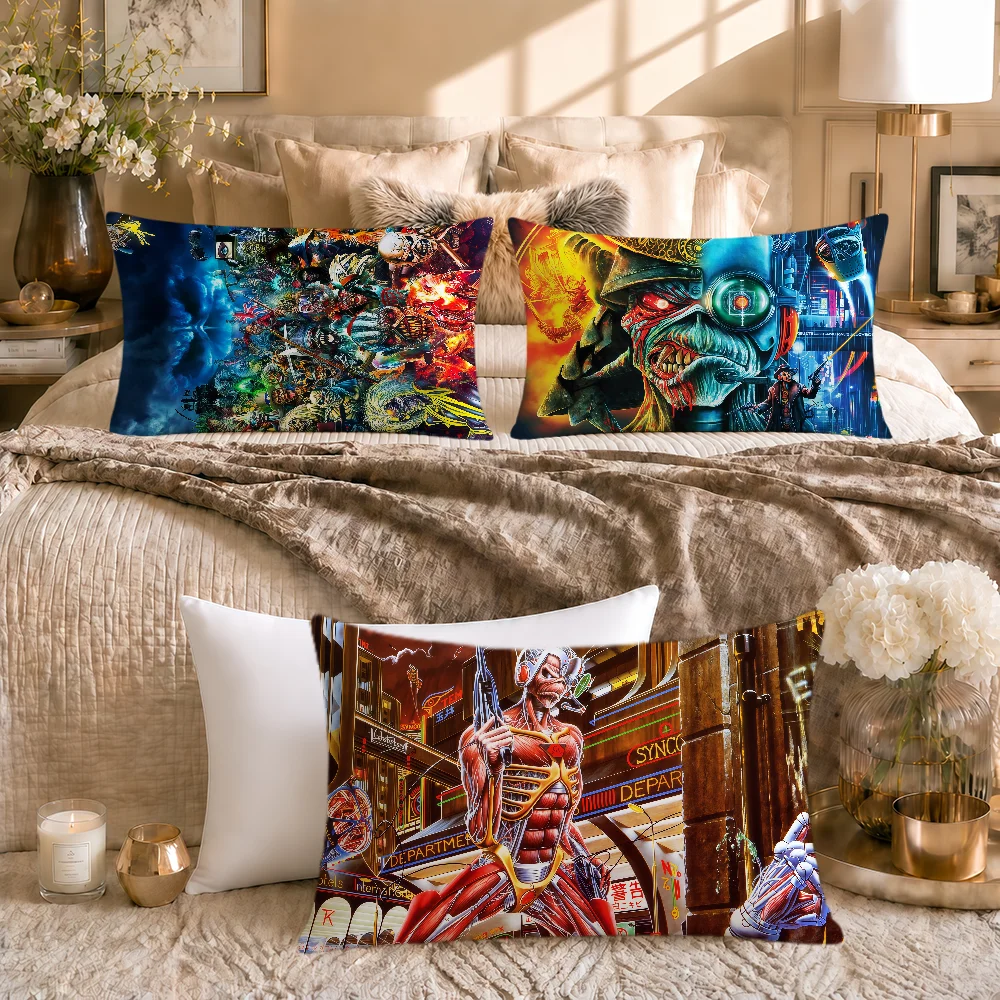Skull Art Cool Band I-I-IronS-s M-M-MaidenS-s Soft Rectangle Pillowcover Home Sofa Living Room Decor Dorm Hogar Pillowcase Gift
