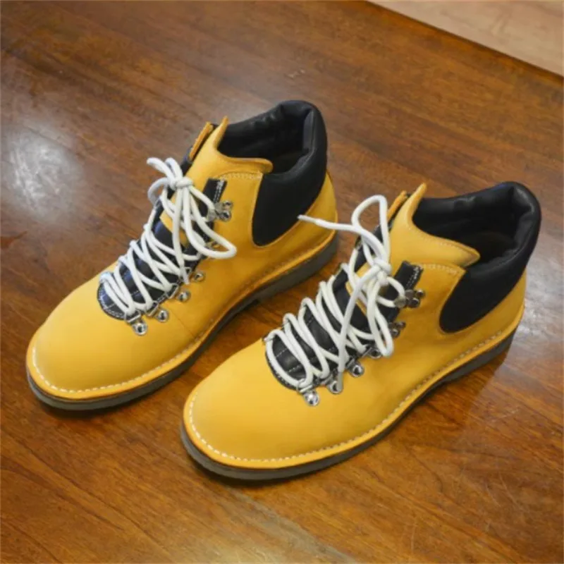 

Design Oxford Boots Men's Shoes Handmade Genuine Leather Outdoor Motorcycle Desert Boots Male Waterproof Casual High Top