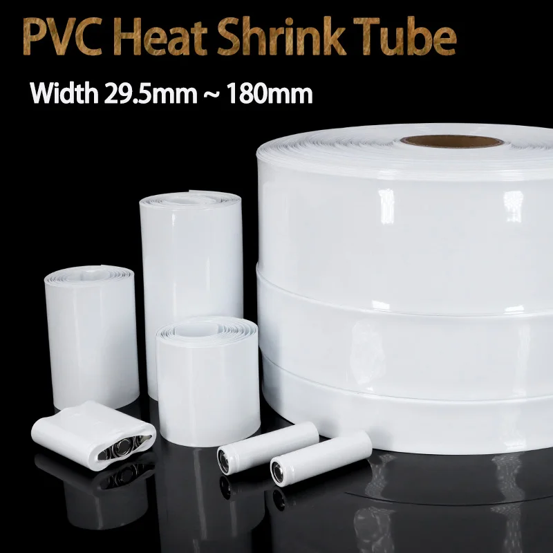 3/5M PVC White Heat Shrink Tube Width 29.5mm ~ 200mm 18650 Lipo Battery Pack Insulated Cable Sleeve Protection Battery Film Wrap
