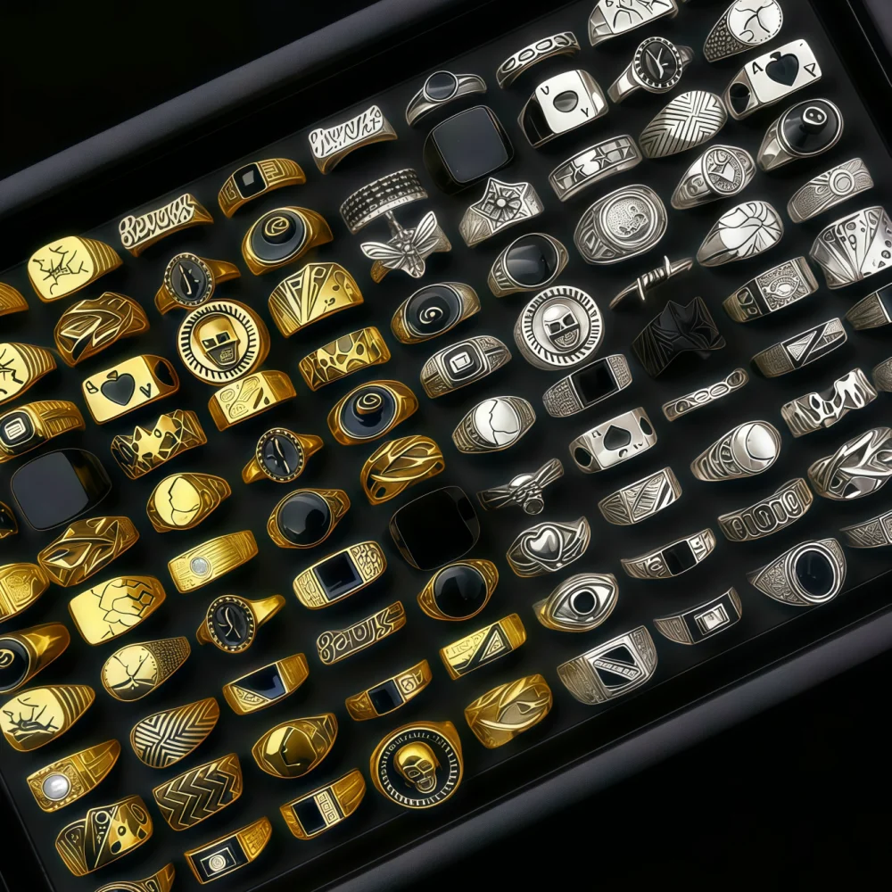 6/8/12/24/36/48/100Pieces Vintage Punk Geometry Square Rings Set For Women Men Mix Style Retro Skull Eye Finger Jewelry Party