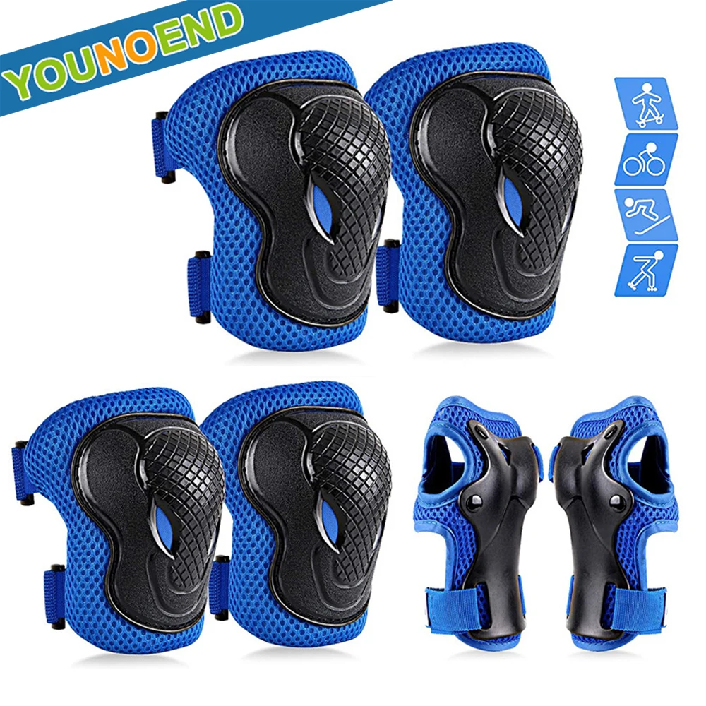 

6Pcs/Set Kids Teens Knee Pads Elbow Pads Wrist Guards Protective Gear for Roller Skate Biking, Riding, Cycling Skating Scooter