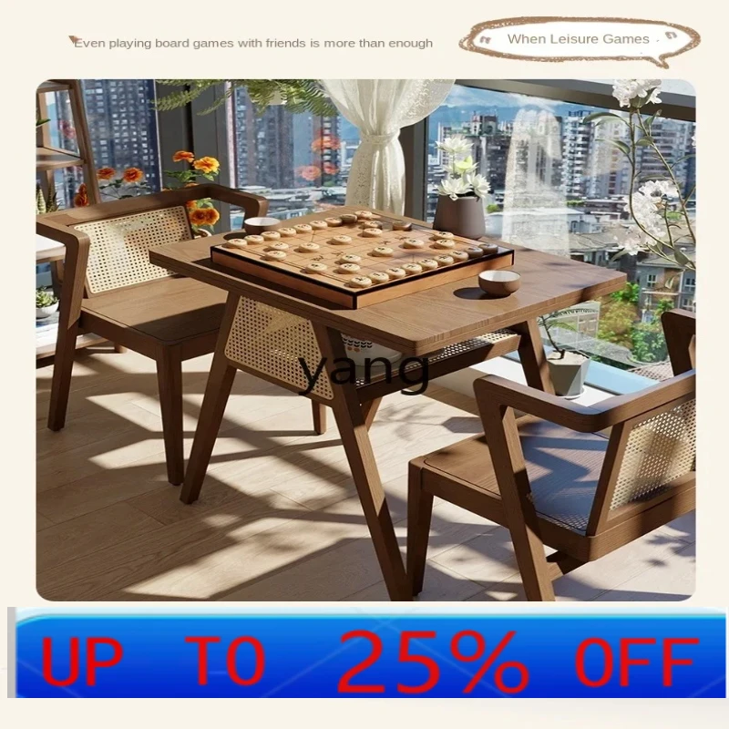 

LH small table and chair three-piece solid wood creative leisure tea table and chair combination small apartment