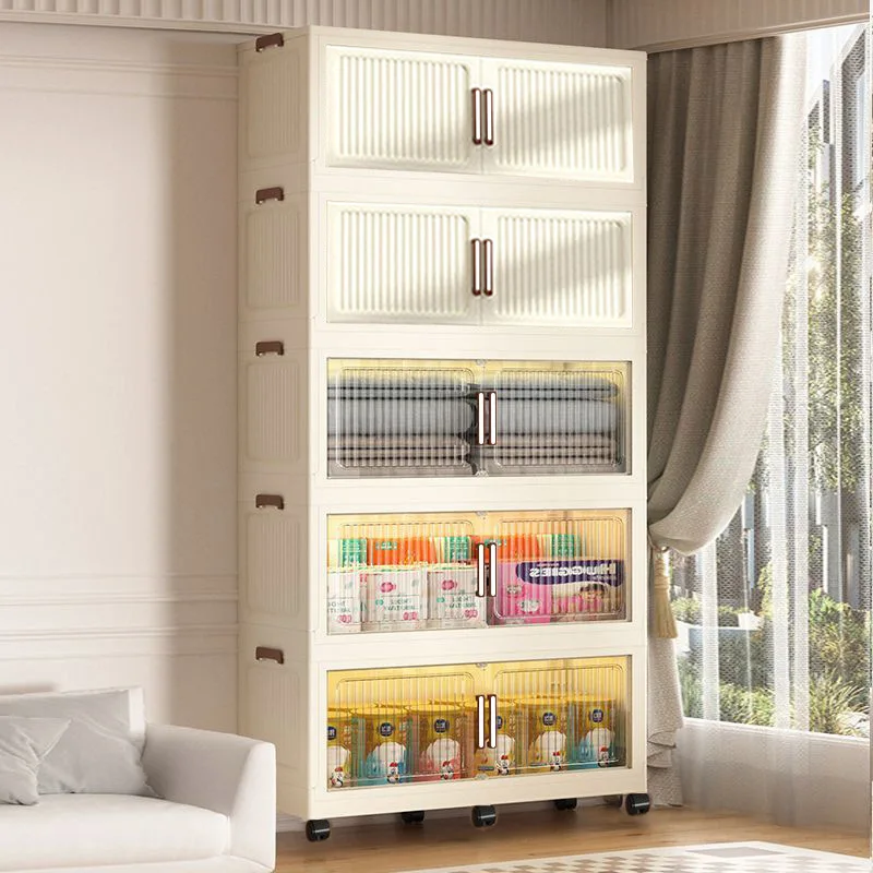 Foldable Storage Cabinet for 45-90 cm Width Plastic Multi-Tier Baby Wardrobe Organizer Folding Shelf Unit Wholesale