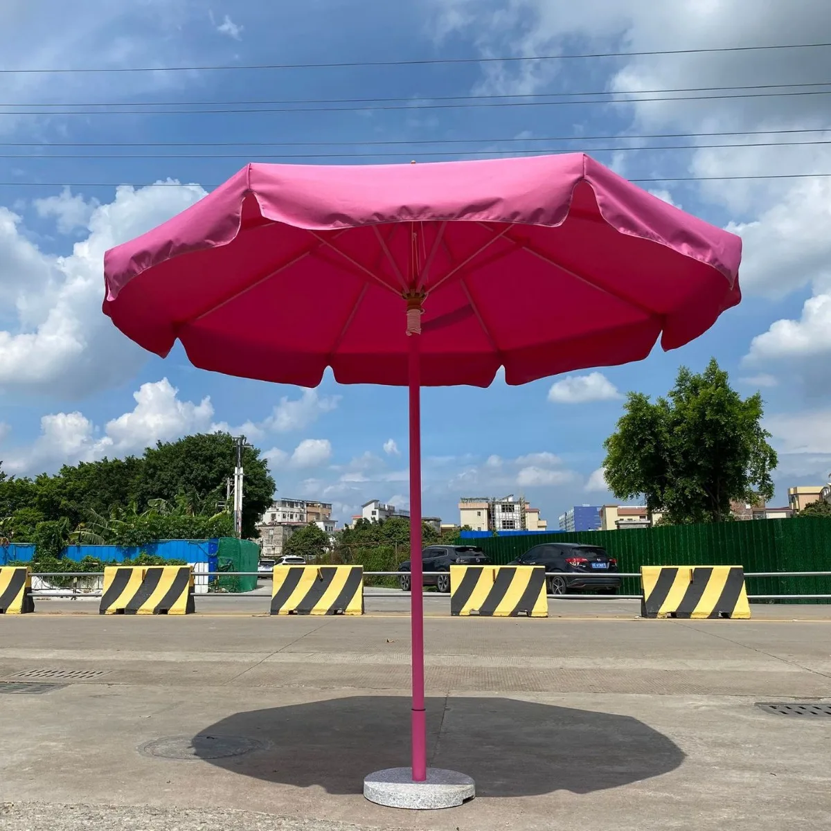 48Mm aluminum alloy Internet celebrity pink outdoor central column umbrella sun umbrella luxury large beach sunshade printed log