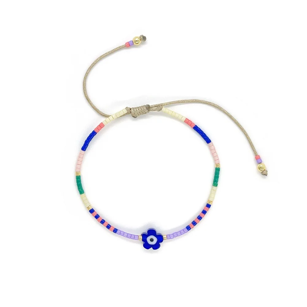 ZGMXR  Rice bead bracelet Adjustable Woman Fashion Flower Colorful Hand-woven Simple Bohemia Beaded bracelet