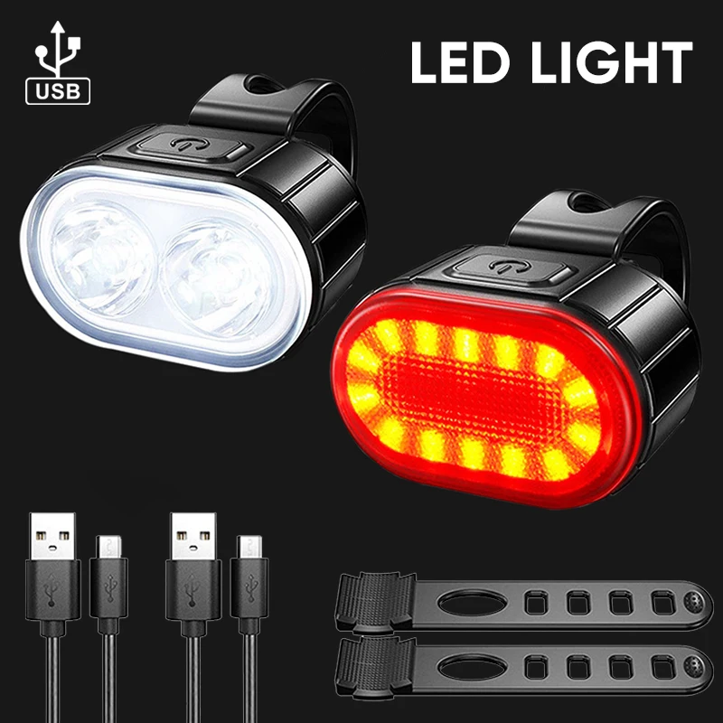 Bike Lights LED Bicycle Lamp Rechargeable Front Rear Bike Flashlight Cycling Headlight Taillight MTB Road Bicycle Accessories