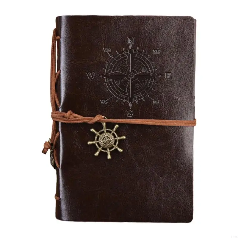 W89C Leather Journal Notebook ، دفتر ملاحظات قابل لإعادة التعبئة 150 صفحة فارغة مجلة ورقة فضفاضة