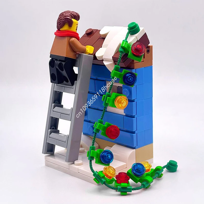 

128 шт. MOC Адвент Календарь День 2 Рождественские огни Строительные блоки STEM Развивающая рождественская игрушка Подарок Конструкция Пластик