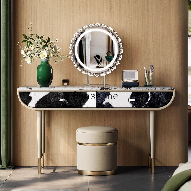 

Italian high-grade milk cowhide marble master bedroom dressing table