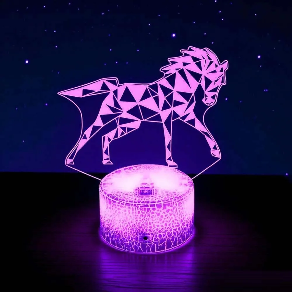 Nighdn Horse Night Light 7 Color Changing 3D Illusion Table Lamp Room Bedroom Decoration Birthday Christmas Gift for Girls Boys