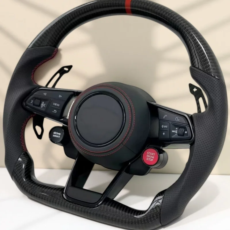 Carbon Fiber For Audi A3 8V A4 B9 A5 F5 Q5 FY Q7 4M A6 C8 Driving Select Mode TT 4 KEY RS R8 Engine Start Stop Button Accessorie