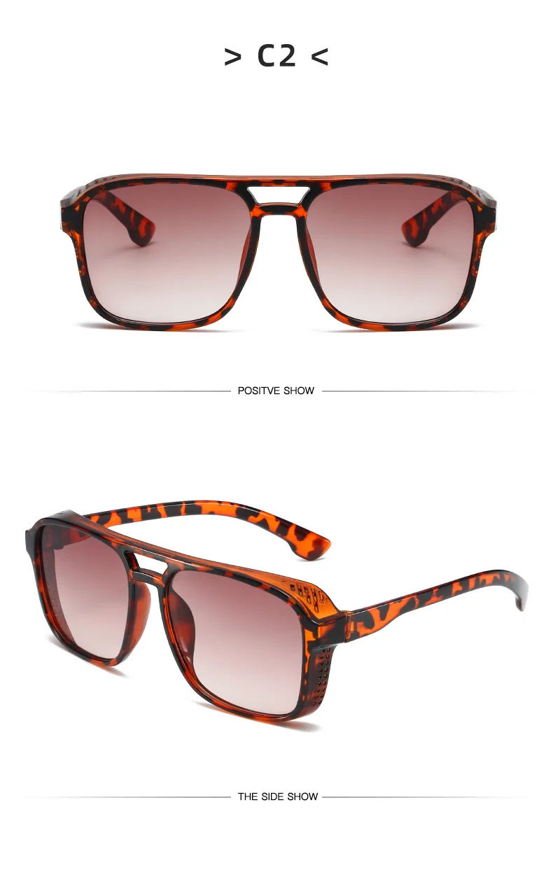 Neue Vintage-Sonnenbrille für Damen und Herren, Quadratischer PC-Rahmen, Marken-Designer Retro-Shades, Modische Sonnenbrille ﻿ für Männer – Detail 13