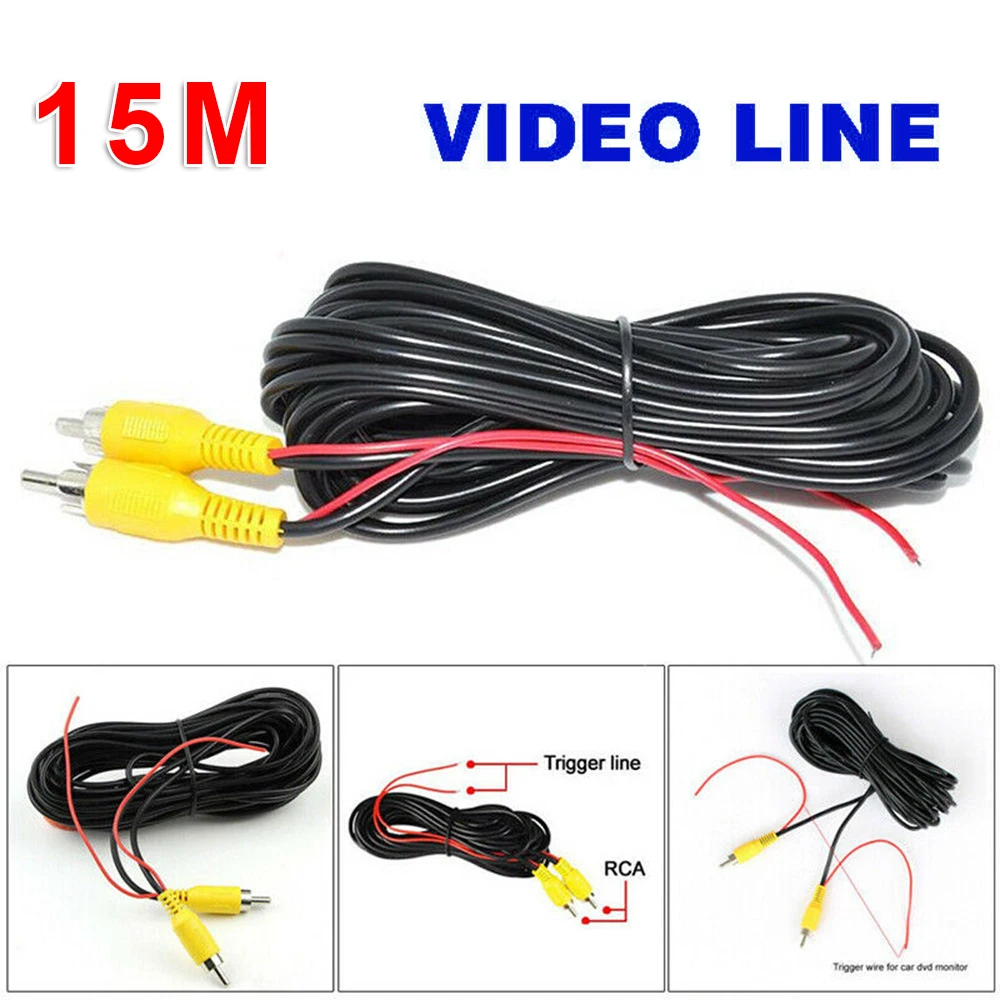 

Extension Video Cable Rear View Reverse Wear-resistant Backup Cord PVC Parking RCA 12-24V Camera Connector New