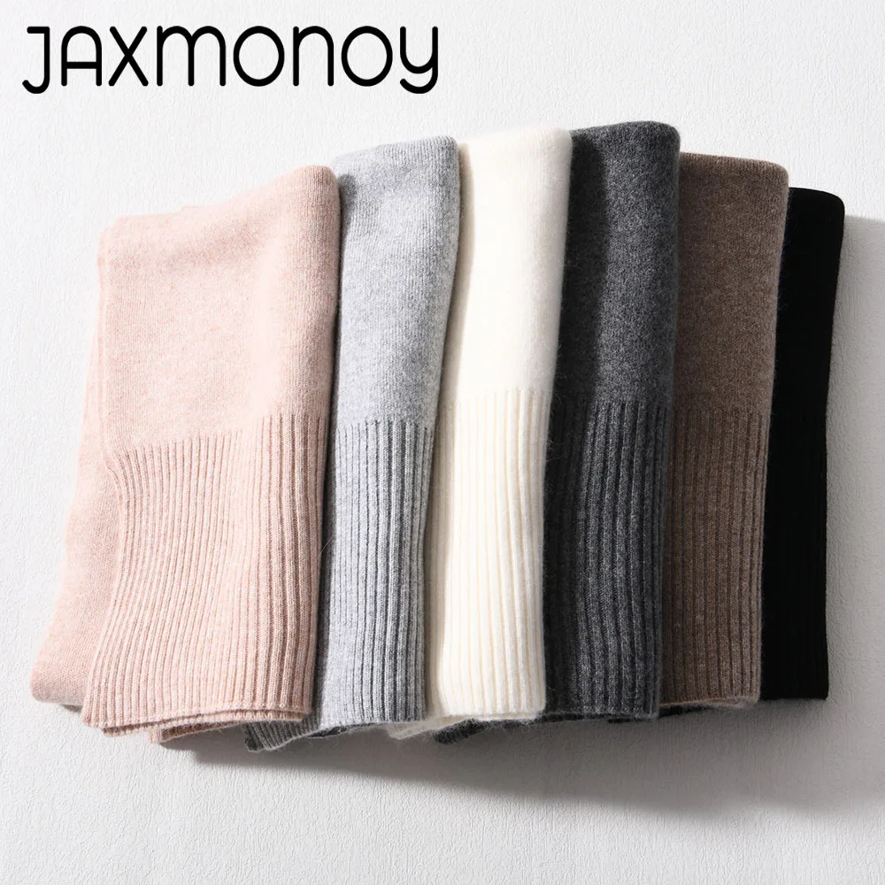 Jxwatcher Women\'s Scarf Winter Warm High Quality Cashmere Muffler Fashion Wool Knitted Scarves for Ladies Solid Color Female New