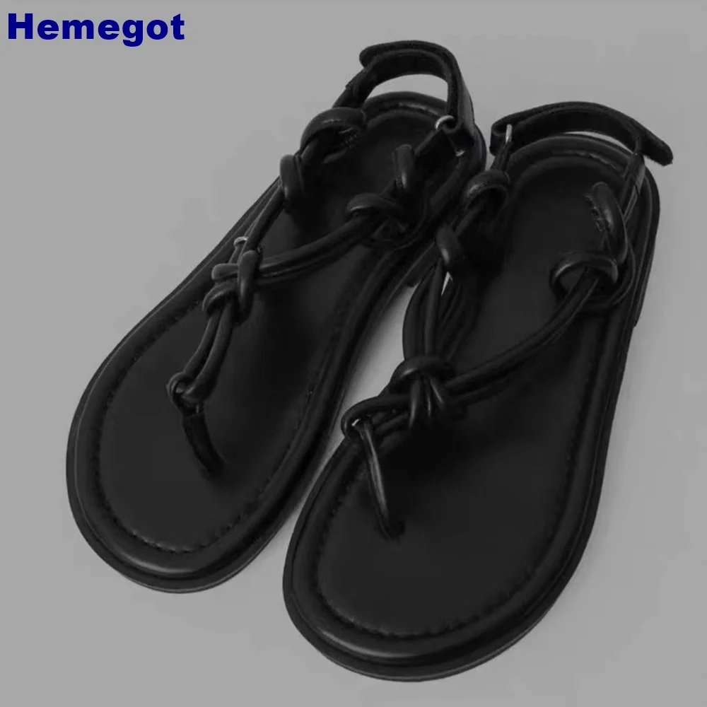 Retro Casual Beach Flip Flops Summer Outdoor Metal Low Heel Flat Roman Sandal Fashion Women Black/brown Hook & Loop Sandals