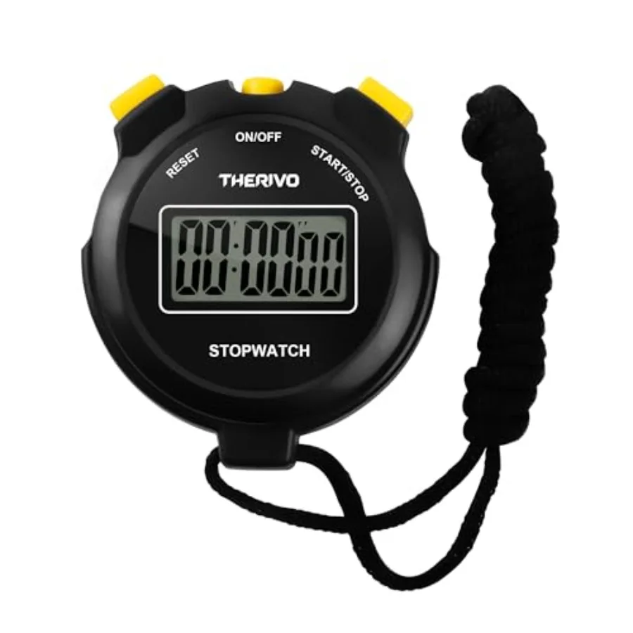 

Digital Simple Silent Stopwatch Timer: Only Stopwatch Mode No Laps,Easy to Use, Read, and Carry with Intuitive Buttons — On/Off
