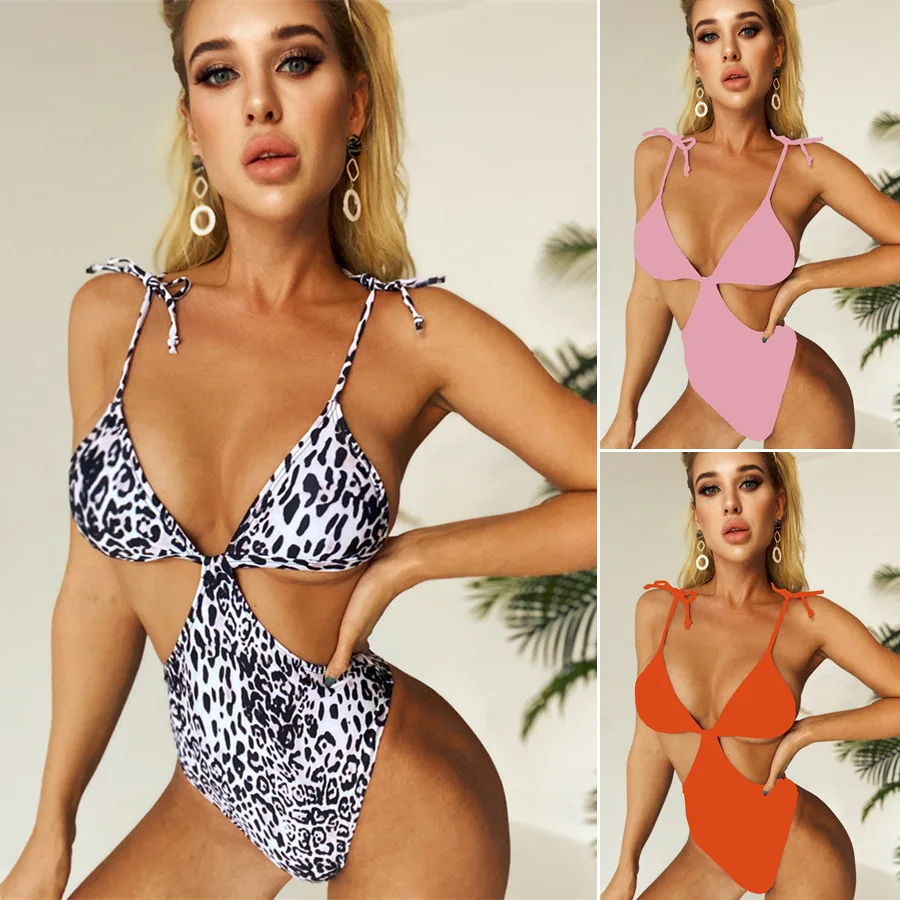 Women Sexy Leopard Print One Piece Swimwear Bathing Suit Swimsuit Fashion