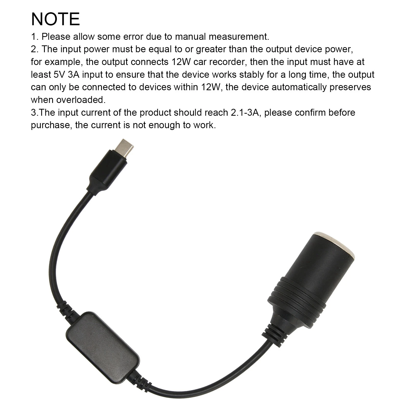 5V USB C To 12V Car Cigarette Lighter Converter Plug and Play Male To Female Car Electronics Accessories for Electronic Dog view 4