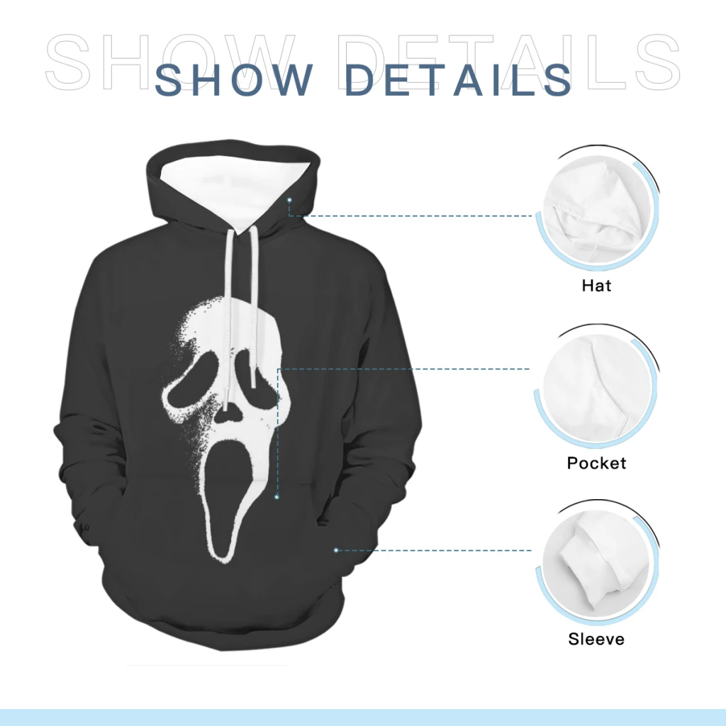 SCREAM MASK Pullover Hoodie estetyczna odzież dresowa odzież męska jesienna sportowa bluza męska