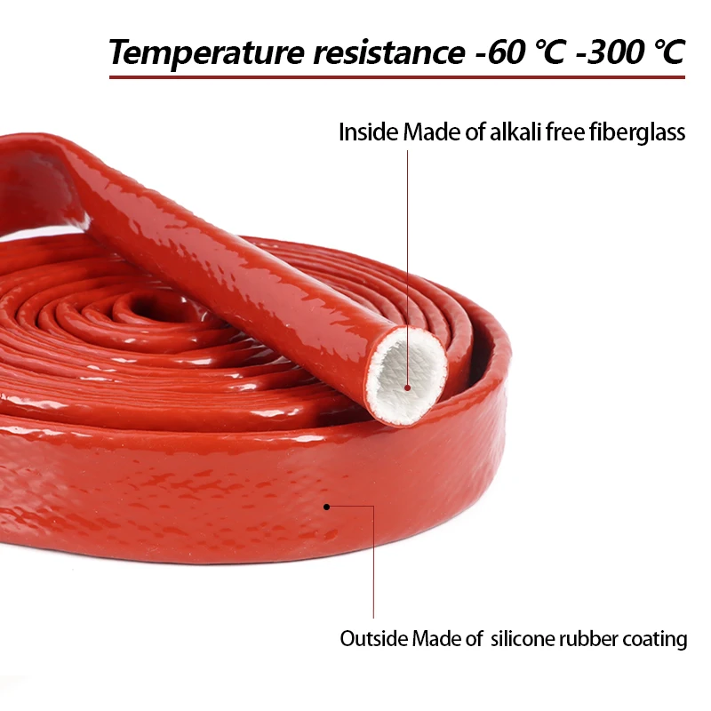 High Temperature Resistant Fiberglass Tube 4/6/8/10/15/20/25/30/35mm Silicone Resin Coated Glass Fiber Braided Fireproof Sleeve