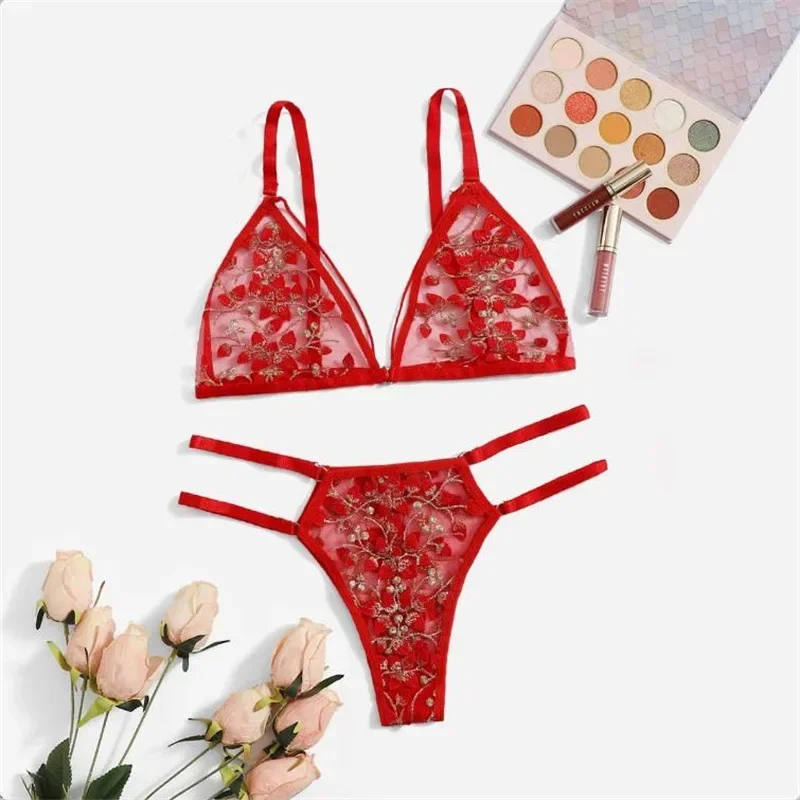 Female Sexy Lace Bra Seamless Underwear Bralette Lingerie Ultrathin Bra & Brief Sets