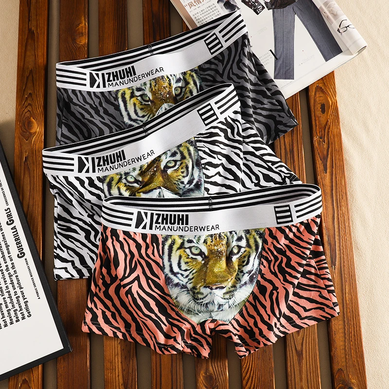 

Мужские трусы-боксеры из 3 комплектов: дышащее стильное нижнее белье из чистого хлопка с леопардовым принтом для взрослых, спортивное и удобное