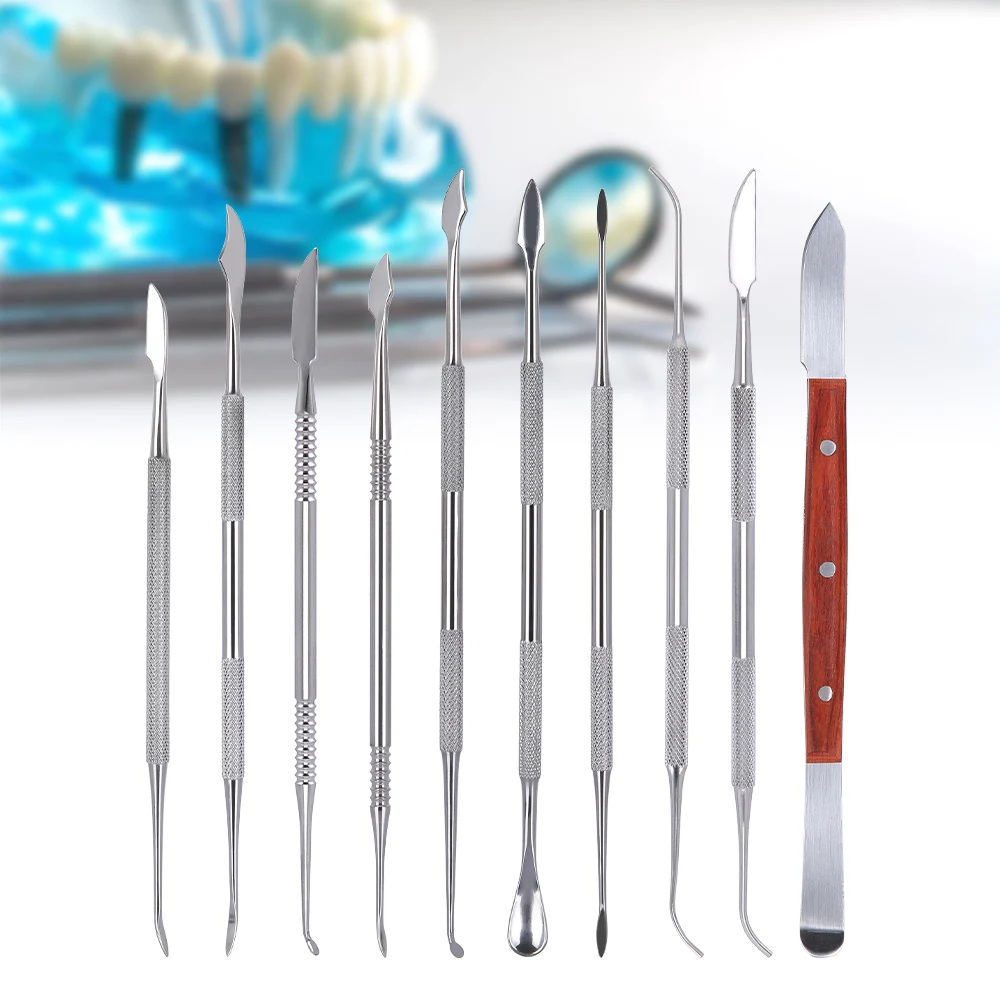 10Pc Dental Spachtel Gips Messer Praktische Edelstahl Vielseitig Zähne Wachs Carving Werkzeug Set Dental Instrument Zahnarzt Werkzeuge – Detail 5