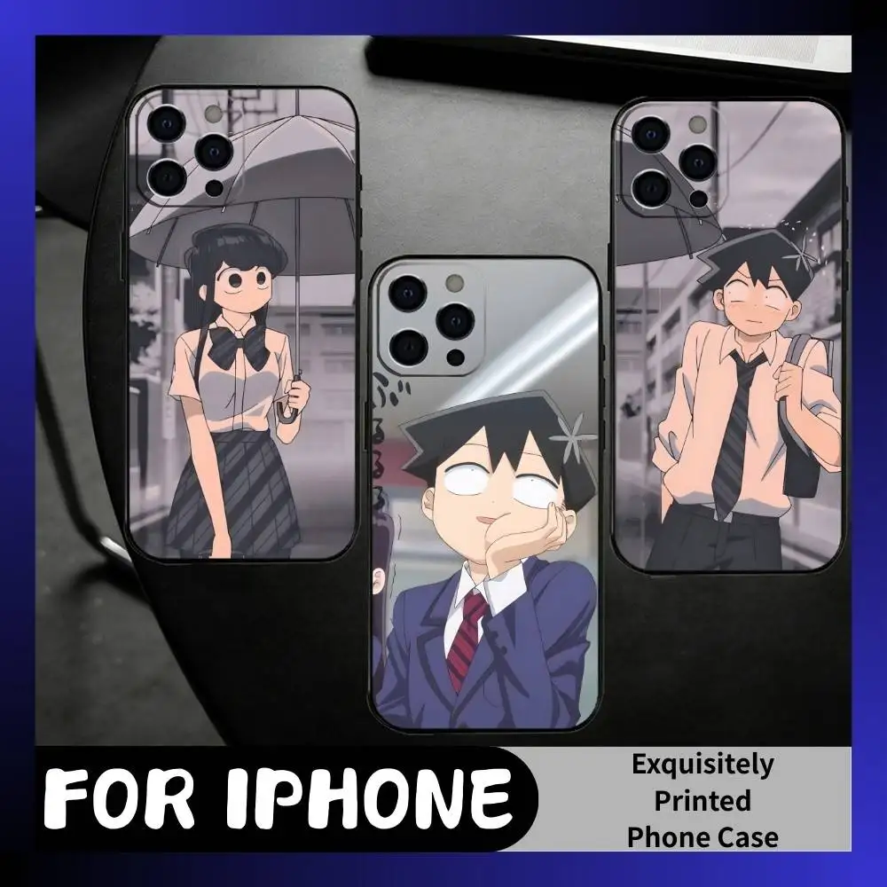 

Komi-san Normie Couple Phone Case For iPhone17,16,15,14,13,12 Plus,Max Soft Silicone Black Cover