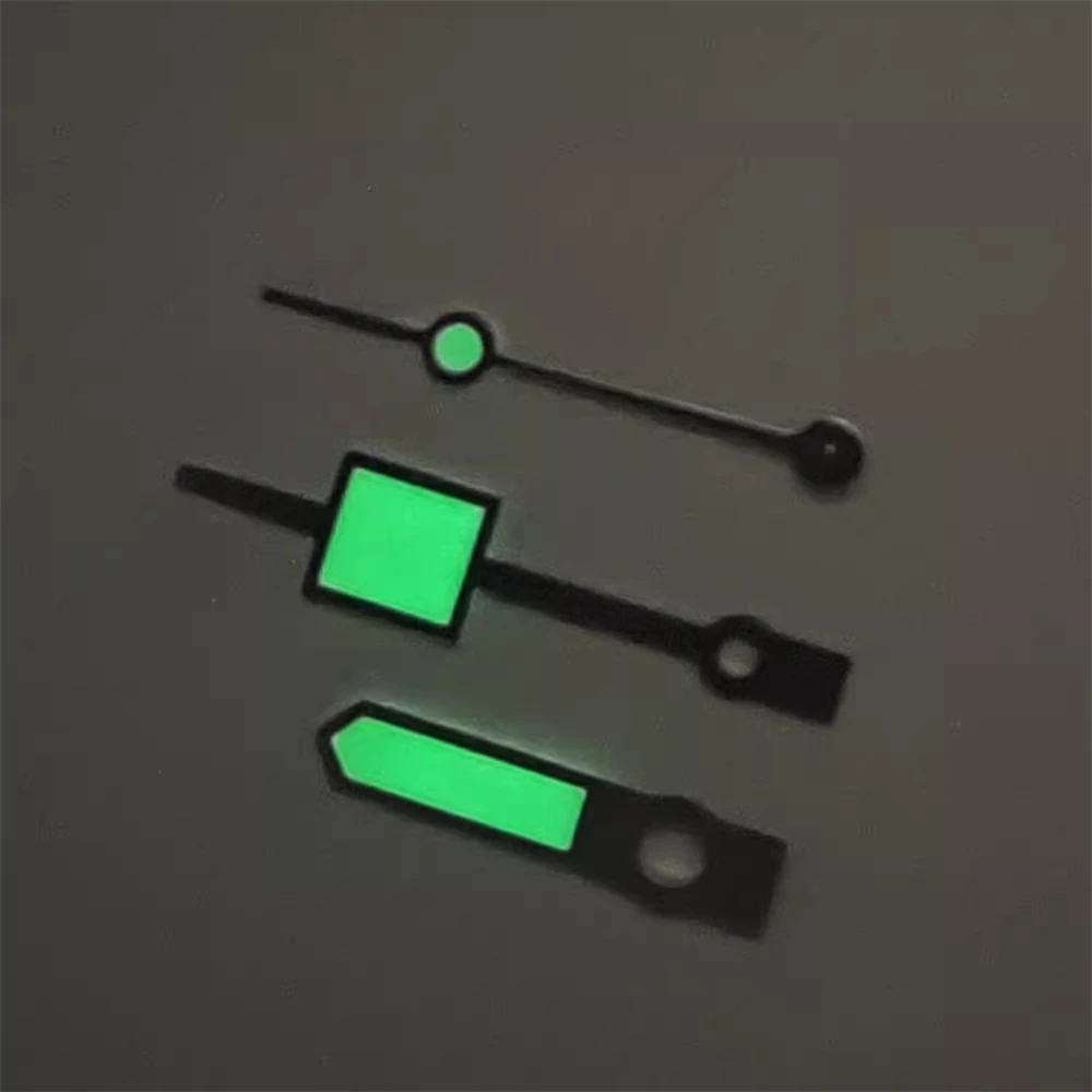 New geometric square green luminous pointer is suitable for NH35 36 4R 7S movement modification accessories watch needles