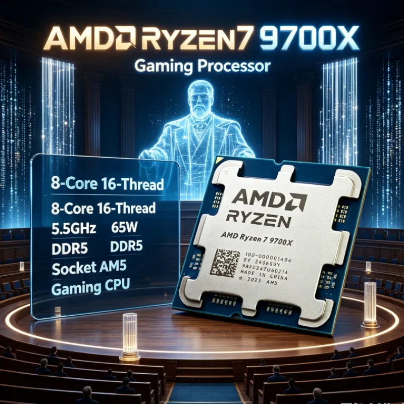 AMD Ryzen 7 9700X 8-Core 16-Thread L3=32M Socket AM5 4NM PCIe 5.0 3.8GHz Up to 5.5GHz DDR5 65W without fan CPU for Gaming PC