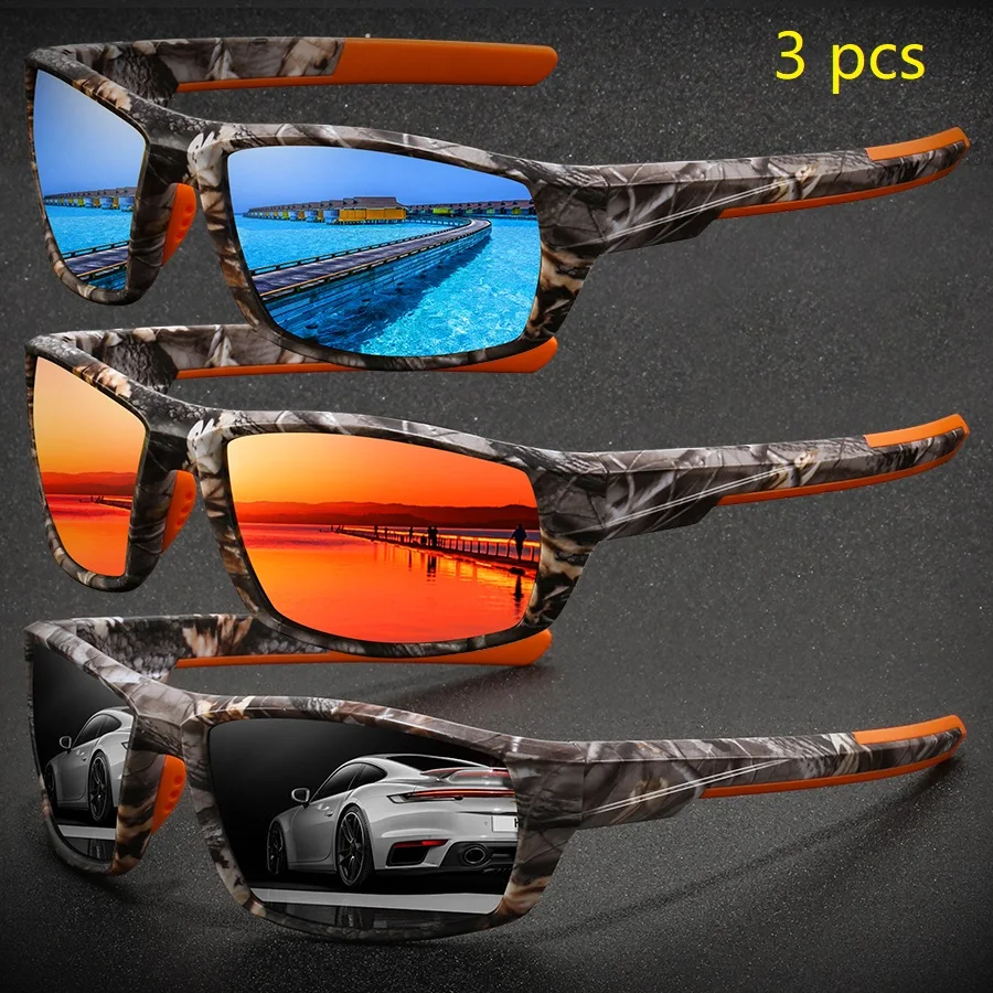 3 Pieces Fashion Vintage Polarized Sports Sunglasses Men Women Fishing Running Cycling Mountaineering Sun Glasses UV400 Eyewear