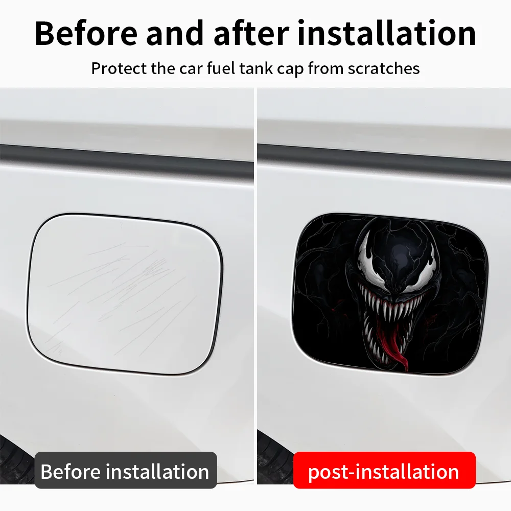 Venom Car Pull Fuel Tank Stickers Funny Auto Waterproof Sunscreen Stickers Pull Fuel Consumption Decals Car Exterior Accessorie