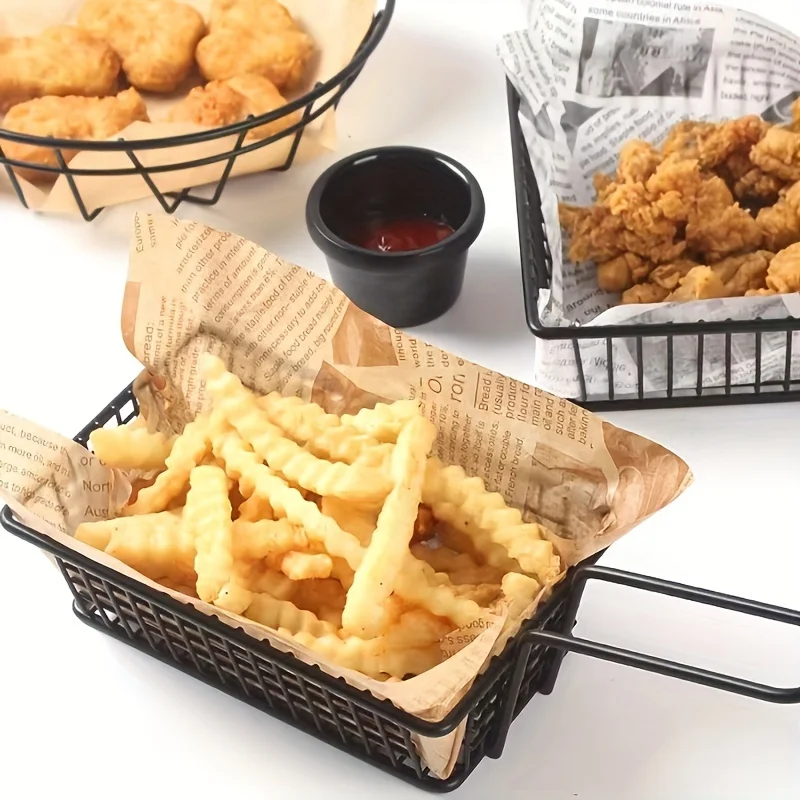 سلة للوجبات الخفيفة من الفولاذ المقاوم للصدأ، حامل قلي فرنسي سلكي على الطراز الأمريكي الإبداعي، صينية تقديم طعام متينة بجودة المطاعم