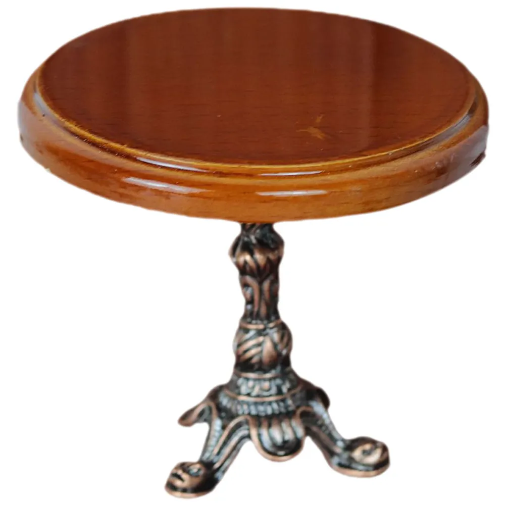 

Миниатюрный деревянный круглый приставной столик, стильный миниатюрный столик-тумбочка, аксессуары для кукольного домика, украшение для миниатюрного дома