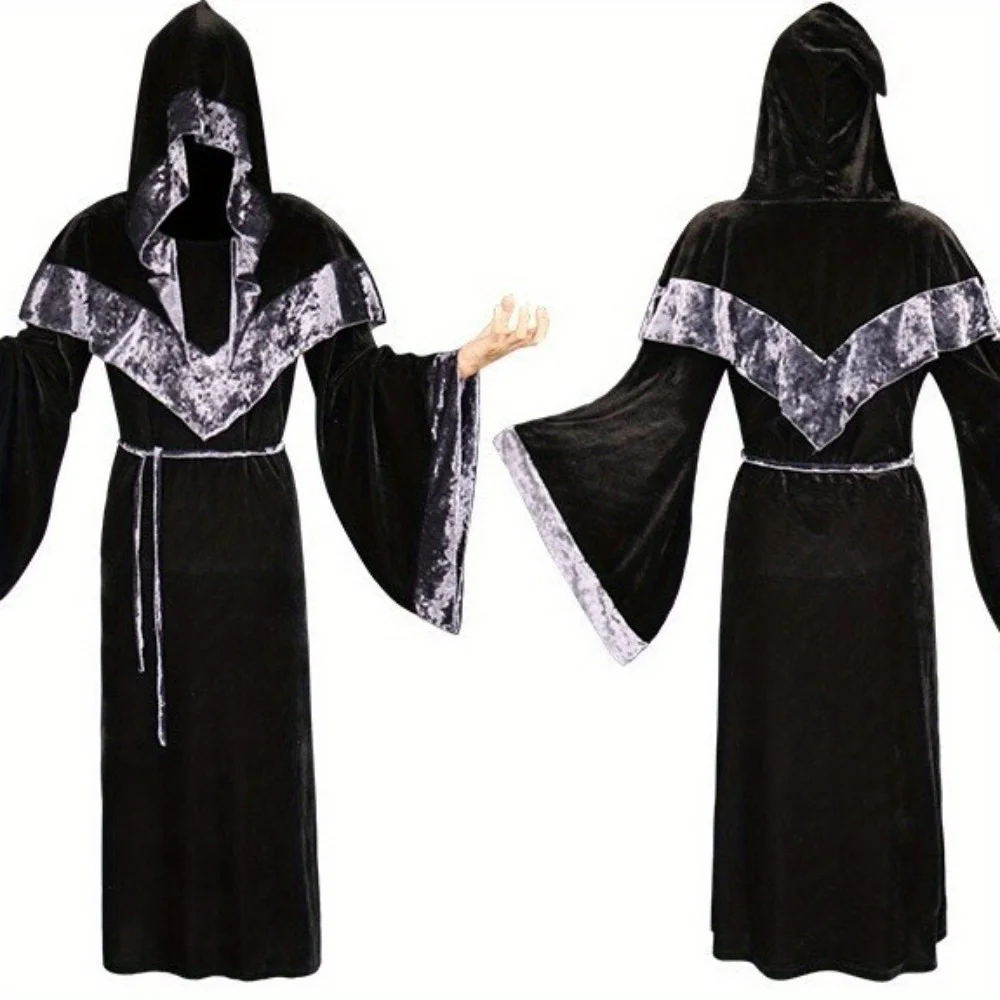 

Европейское и американское средневековое пальто на Хэллоуин: винтажный черный плащ-халат — повседневная одежда
