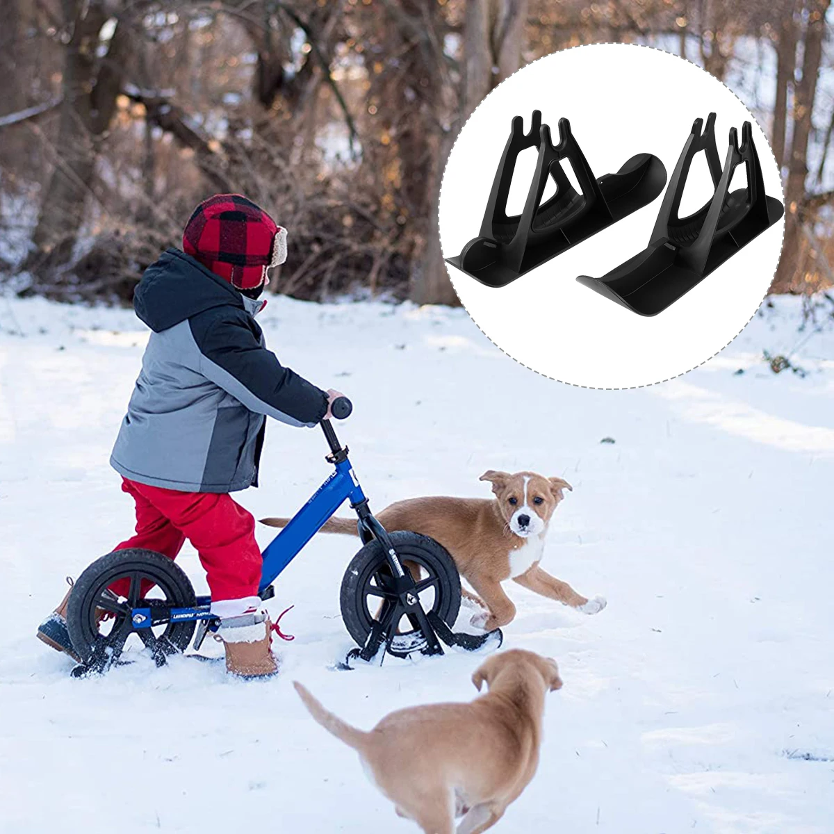 

1 set Plastic Balance Bike Ski Set indestructible Construction Kids Skill Coordination Stability Snow Scooter Winter Outdoor Toy