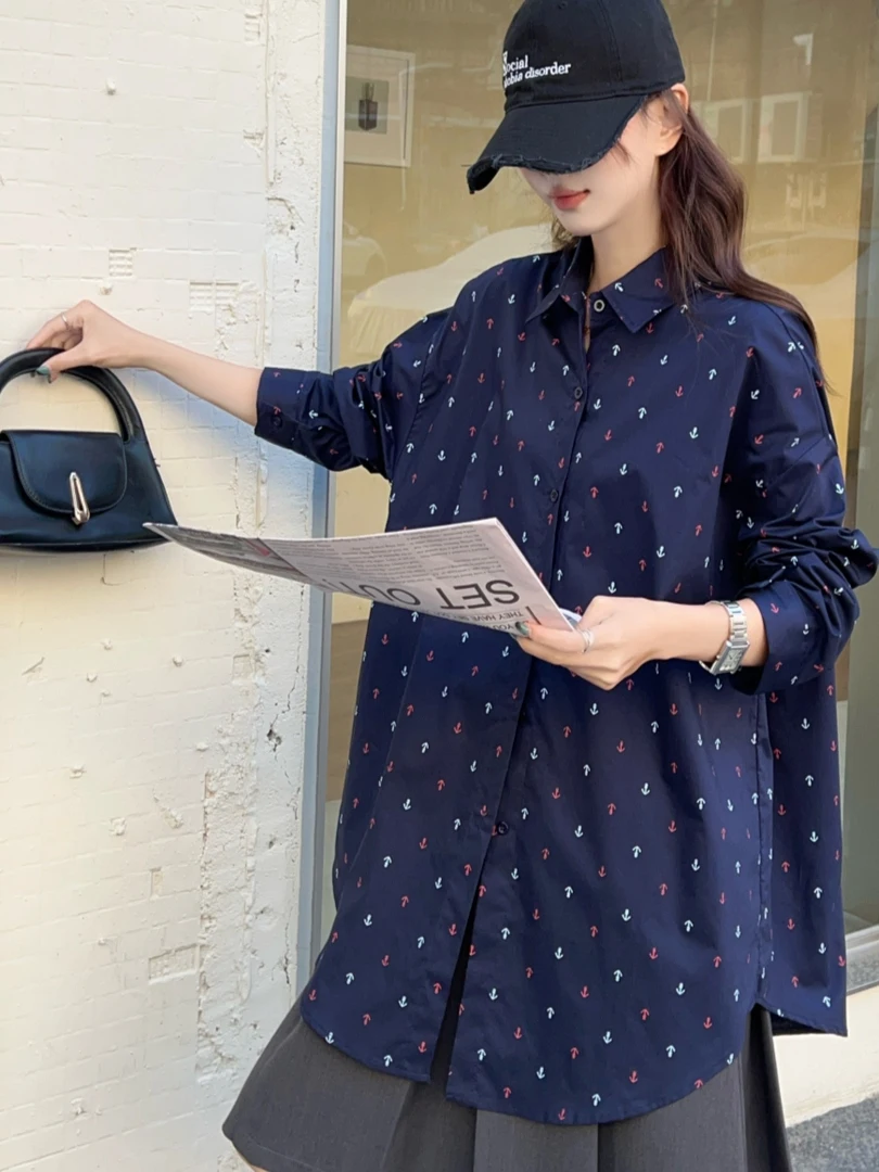 

Casual Floral Print Long Sve Women's irt Loose Fit Spring Season Faion Comfortable Breathable Regular Length Open Card...