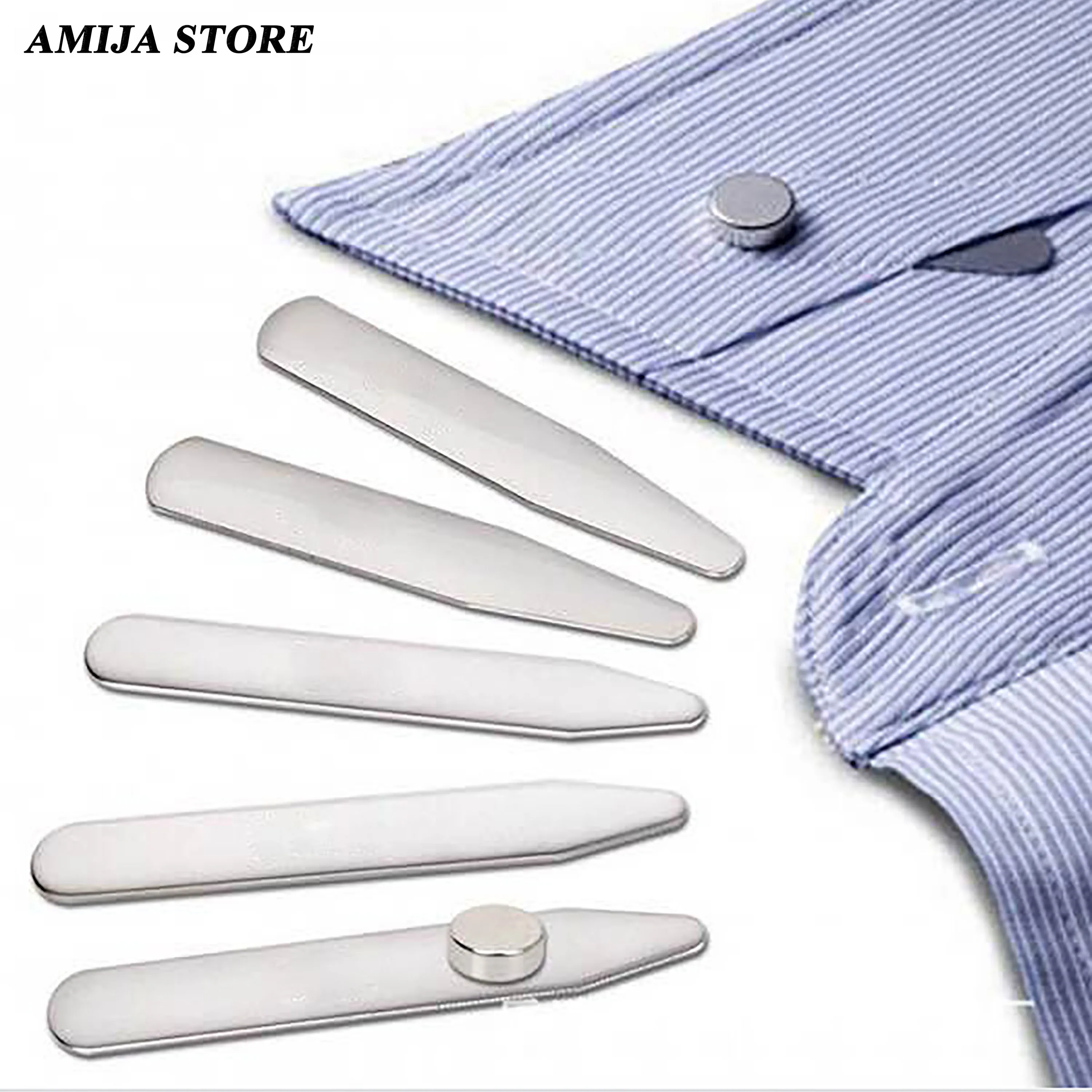 2Pcs Stainless Steel Collar Stays Bones For Business Men Shirt Party Dress Accessories Stiffener Inserts Fixed 5 Sizes Jewelry