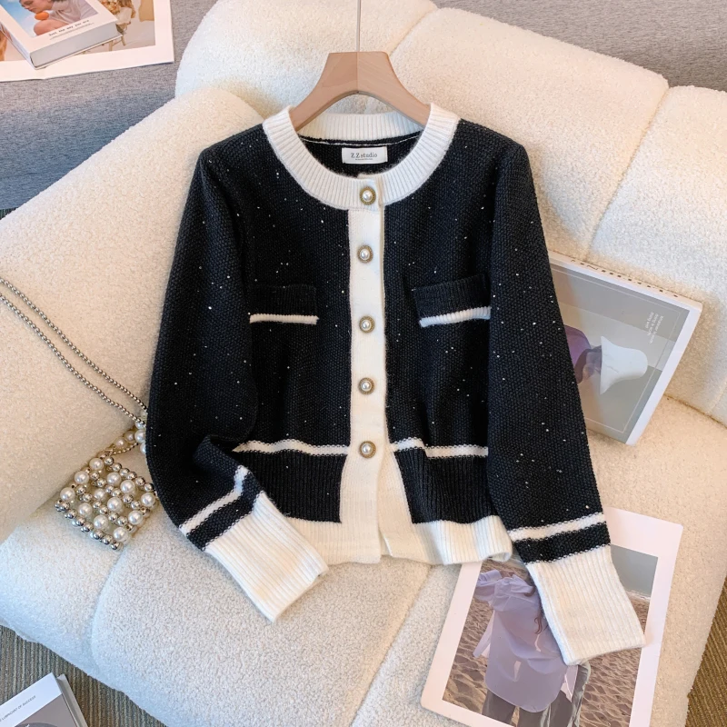 Women Elegant Chic Y2K Suit Cardigan Sweater Top And Mini Skirt Two Piece Set Outfit Winter New Fashion Korean Clothing Uniform