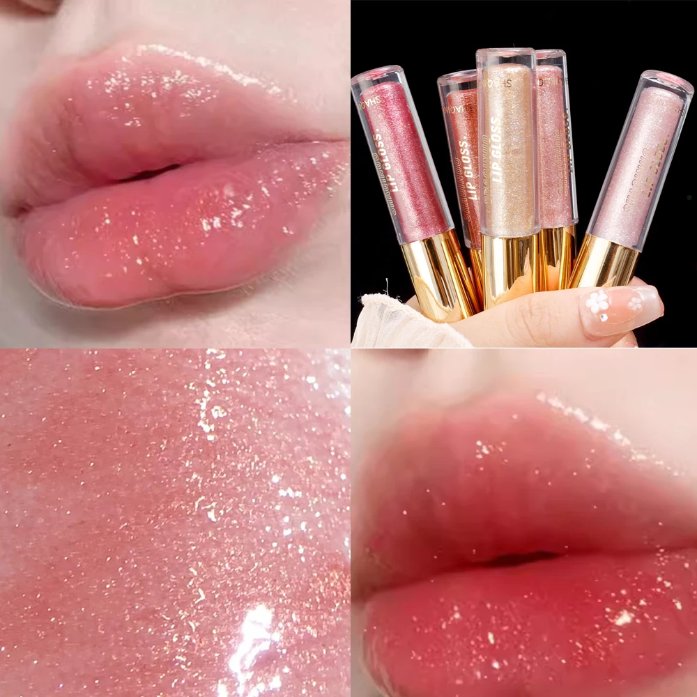 Mirror Pearl Lip Gloss Kolorowy perłowy brokat LipGlaze Wodoodporna, długotrwała, nawilżająca, błyszcząca szminka w płynie Makijaż